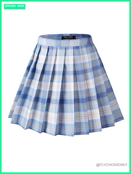 Dresses & Skirts - Plaid Pleated Mini Skirt Mid Rise Zipper Closure